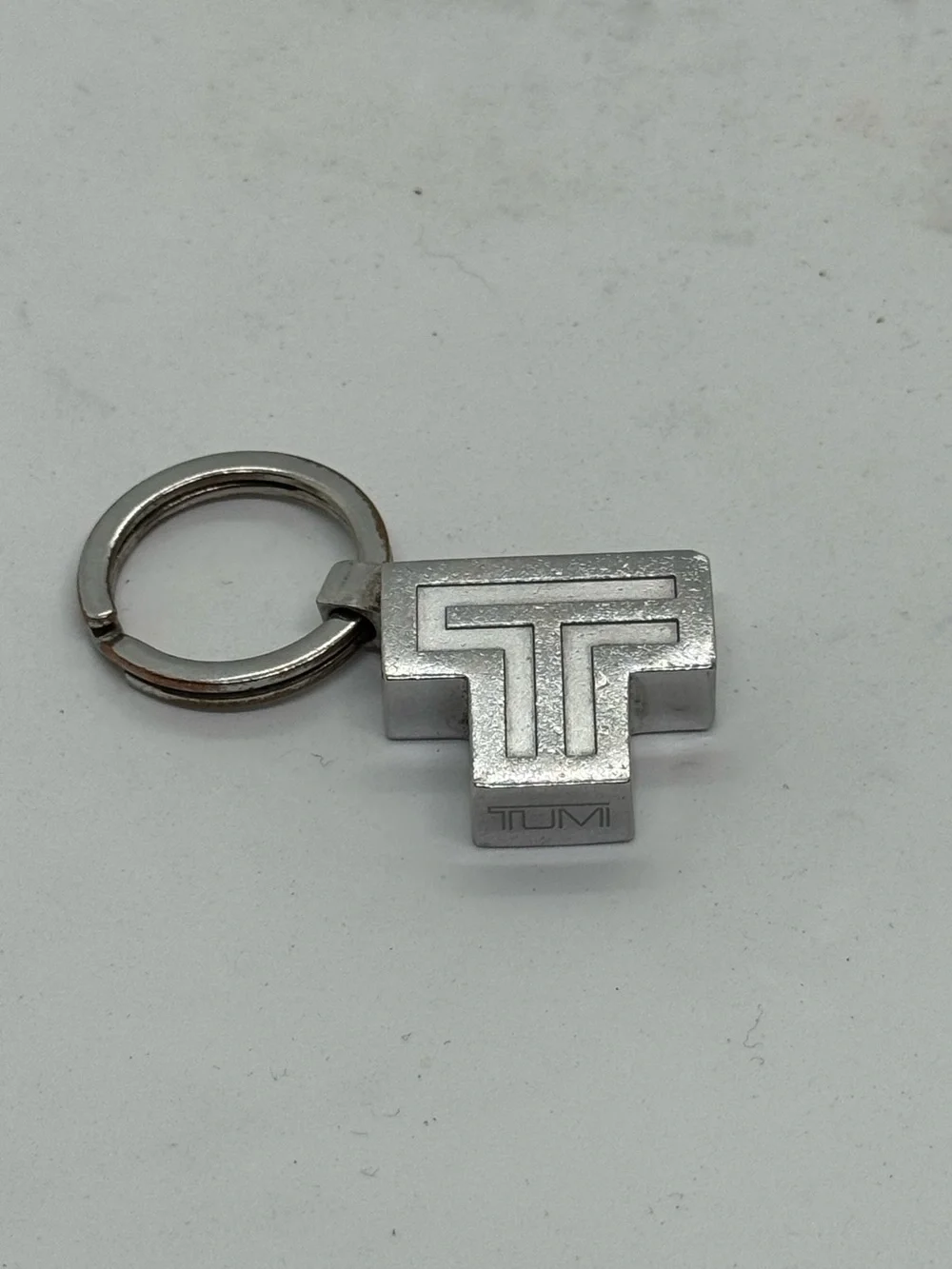 TUMI Silver Tone Metal TT Logo Keychain Luxury Designer Key Ring